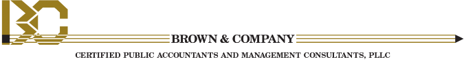 Brown & Company header. Certified Public Accountants and Management Consulttants, PLLC