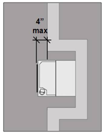 Recessed drinking fountain in plan view projects 4 inches max. from wall surface