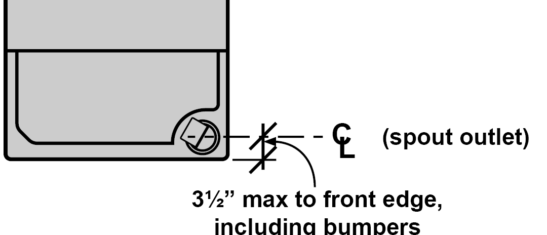 Drinking fountain with outlet centerline 3-1/2 inches max to front
edge, including bumpers