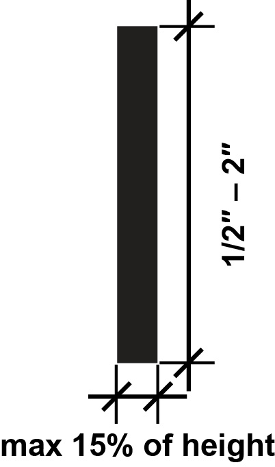 Capital letter I with dimension lines identifying stroke thickness and character height.