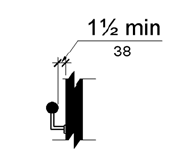 The clearance between the handrail and wall is shown to be 1½ inches (38 mm) minimum.