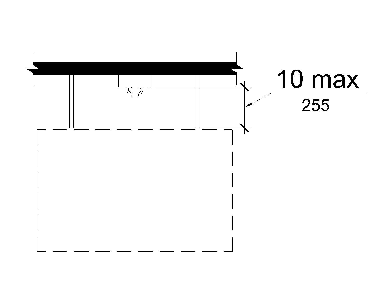 The maximum distance from the face of the telephone to the edge of the telephone enclosure is 10 inches (255 mm).  Clear deck space for a parallel approach is located in front of the enclosure.