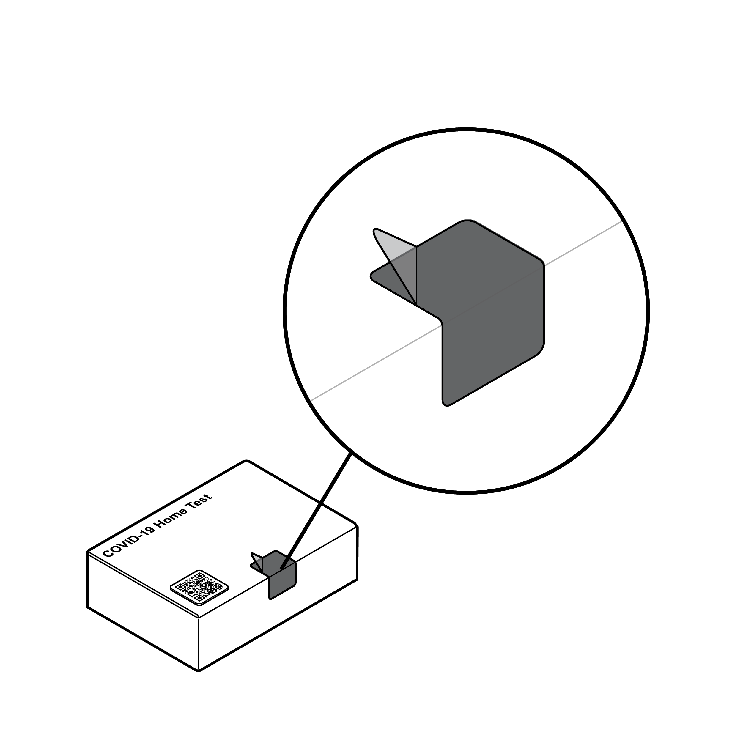 Test kit box with a large, high-contrast tamper-evident seal.