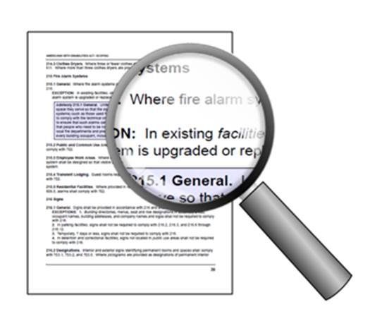 Page of the standards and magnifying glass