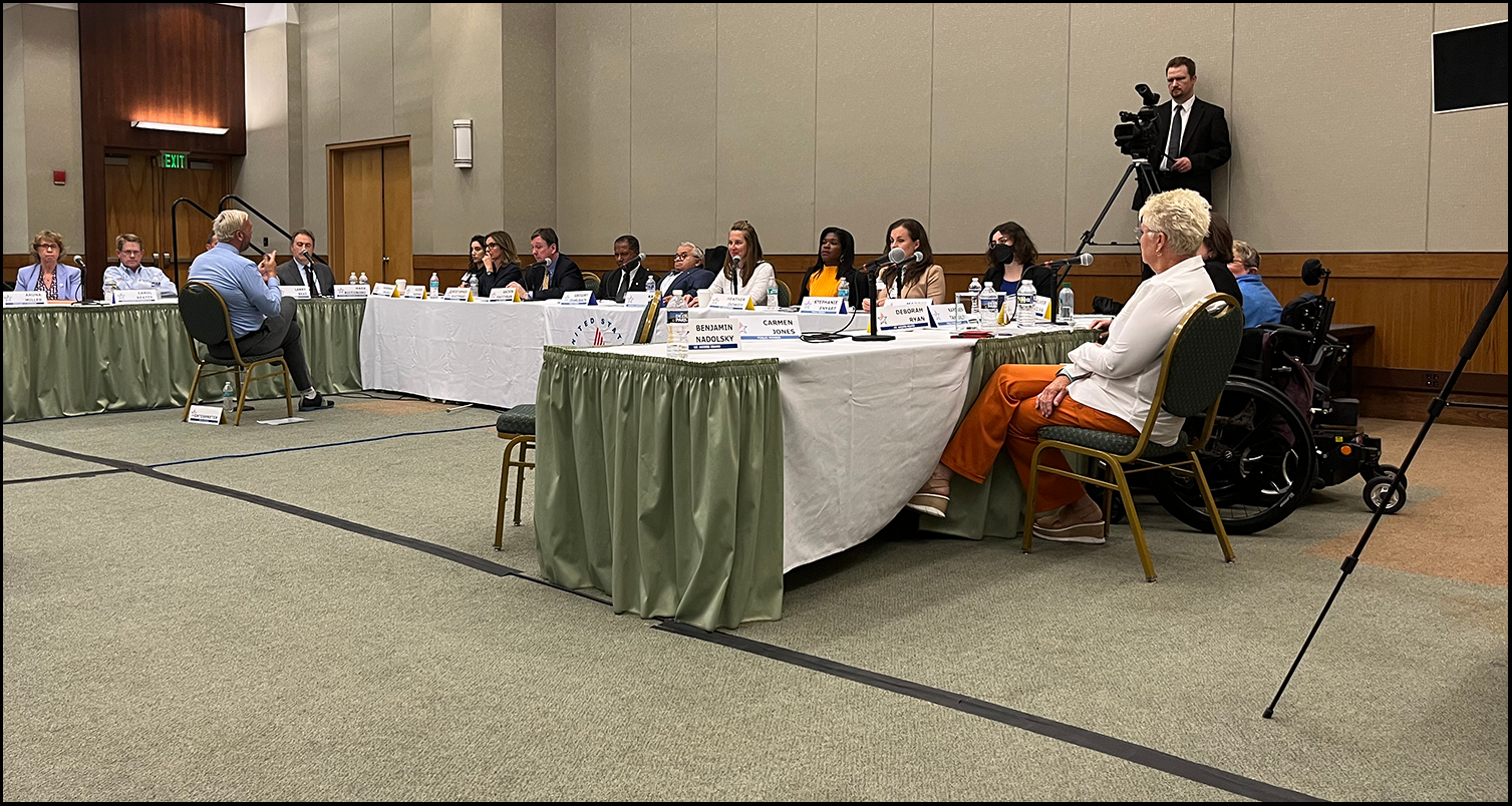 Access Board Members seated at head table of town hall meeting.